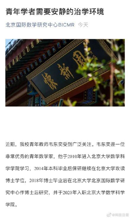 韦东奕八字命理解析，北大数学天才的星命探索